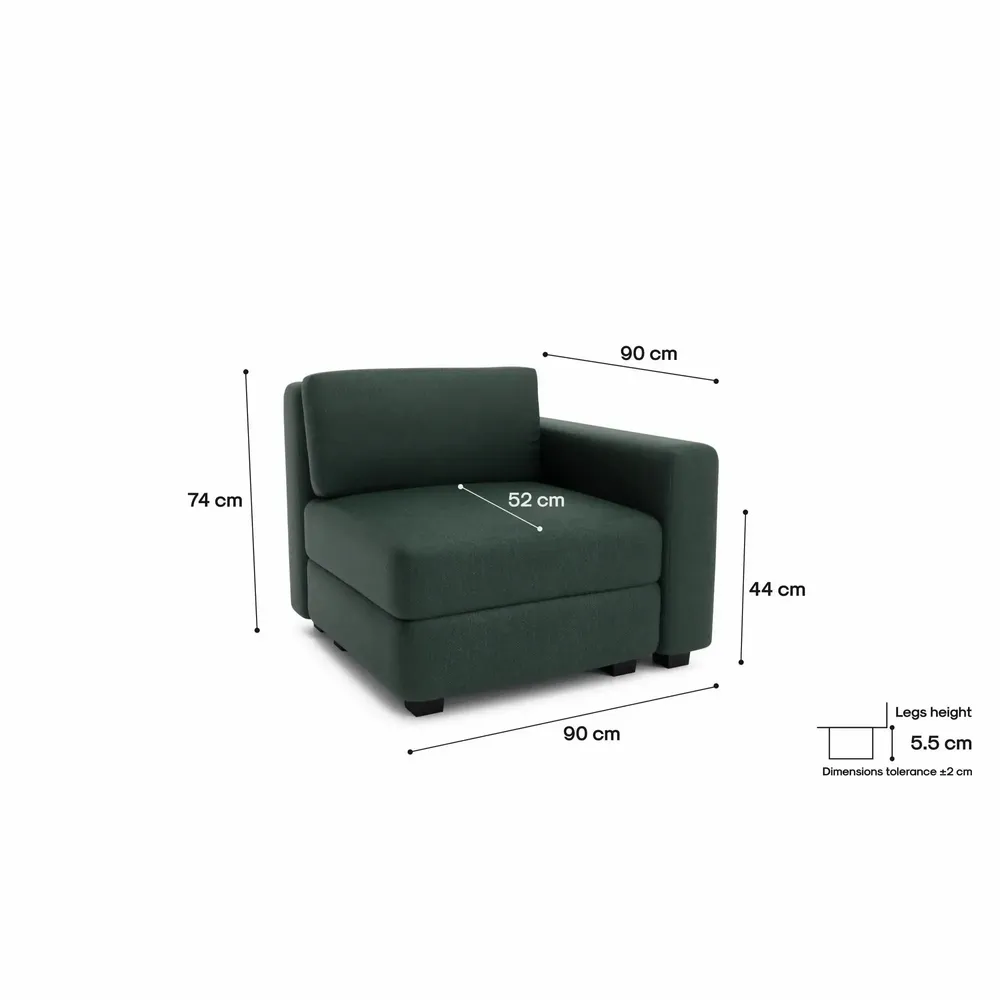 Sofas for hospitalities & contracts - Modular Sofa GRACIA - End Module - Green - CITY SOFA