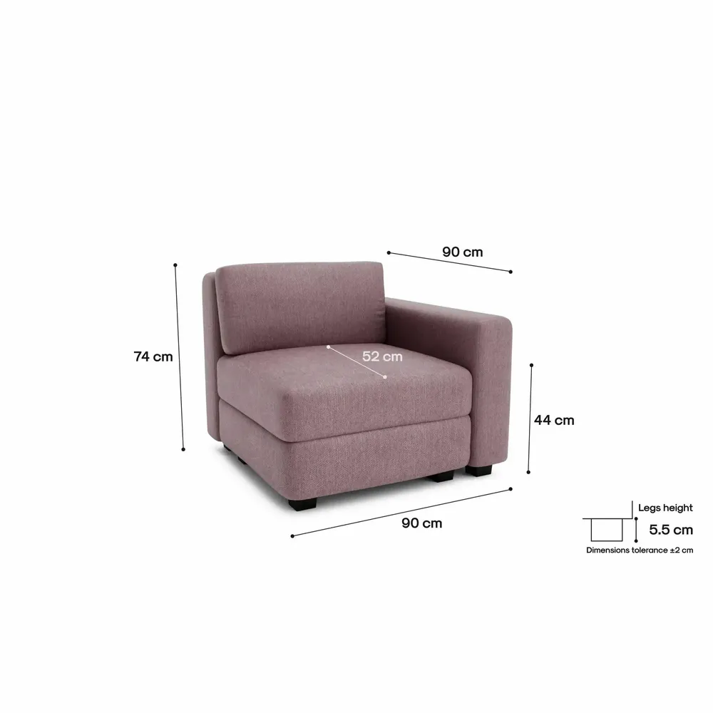 Sofas for hospitalities & contracts - Modular Sofa GRACIA - End Module - Dusty Pink - CITY SOFA