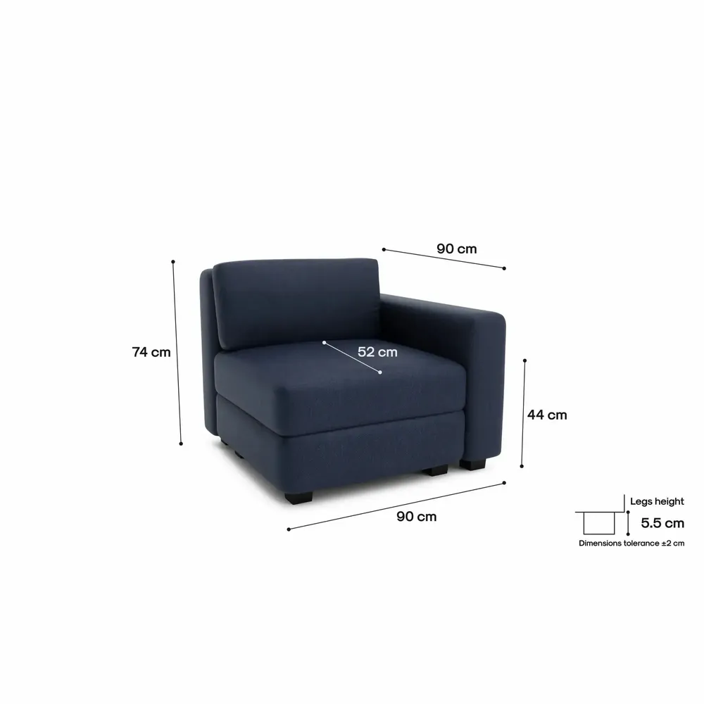 Sofas for hospitalities & contracts - Modular Sofa GRACIA - End Module - Dark Blue - CITY SOFA