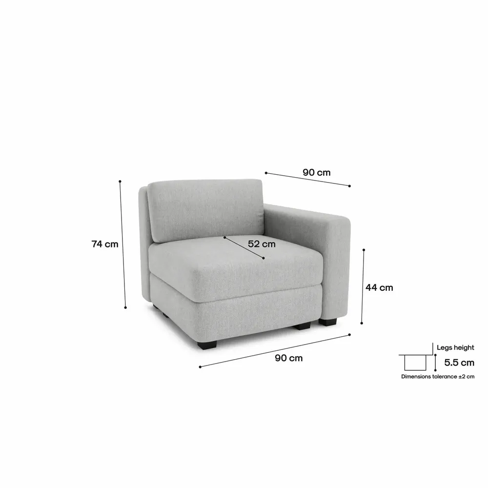 Sofas for hospitalities & contracts - Modular Sofa GRACIA - End Module - Grey - CITY SOFA
