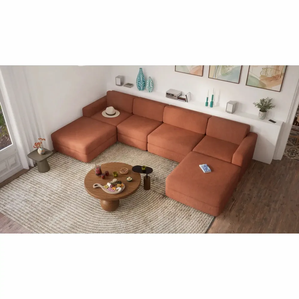 Sofas for hospitalities & contracts - Modular Sofa GRACIA - Large Pouf Module - Terracotta - CITY SOFA