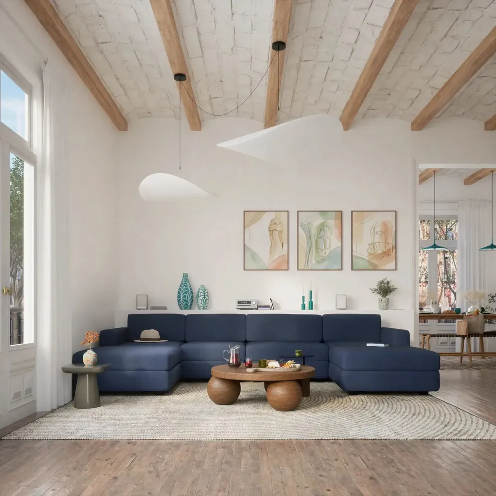 Sofas for hospitalities & contracts - Modular Sofa GRACIA - Large Pouf Module - Dark Blue - CITY SOFA