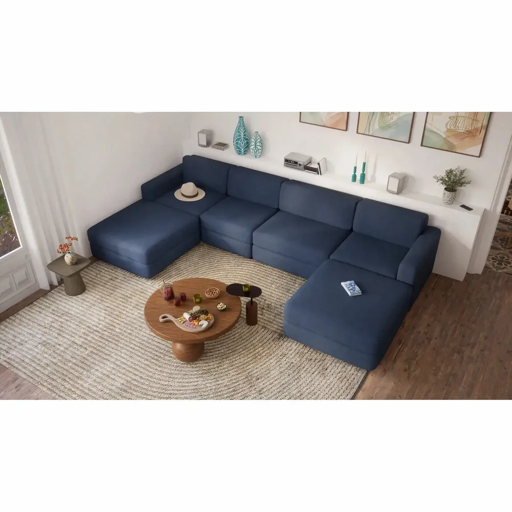 Sofas for hospitalities & contracts - Modular Sofa GRACIA - Large Pouf Module - Dark Blue - CITY SOFA