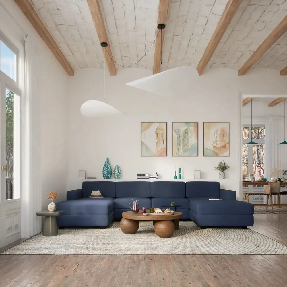 Sofas for hospitalities & contracts - Modular Sofa GRACIA - Large Pouf Module - Dark Blue - CITY SOFA
