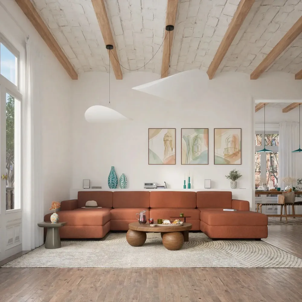Sofas for hospitalities & contracts - Modular Sofa GRACIA - Large Single Module - Terracotta - CITY SOFA