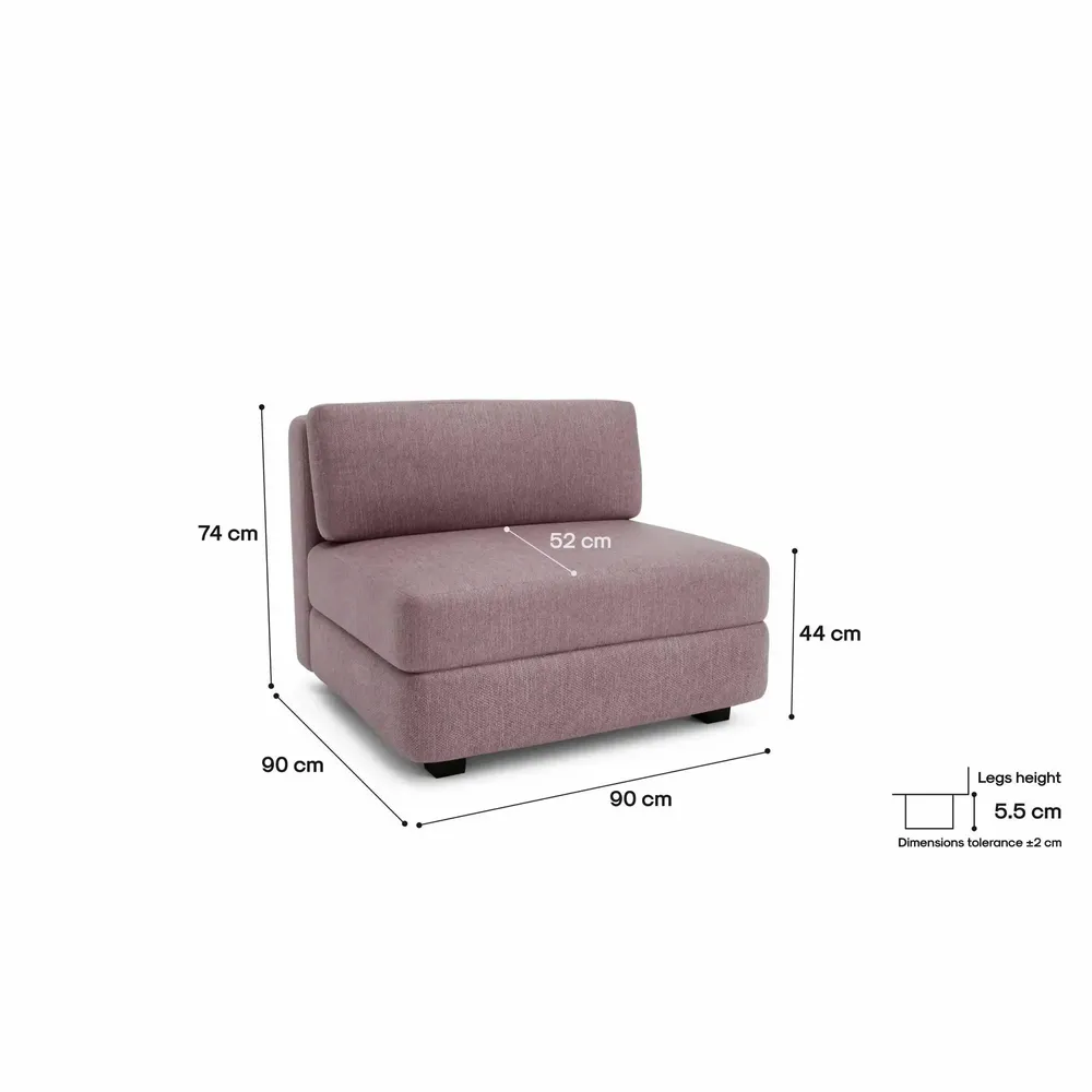 Sofas for hospitalities & contracts - Modular Sofa GRACIA - Large Single Module - Dusty Pink - CITY SOFA