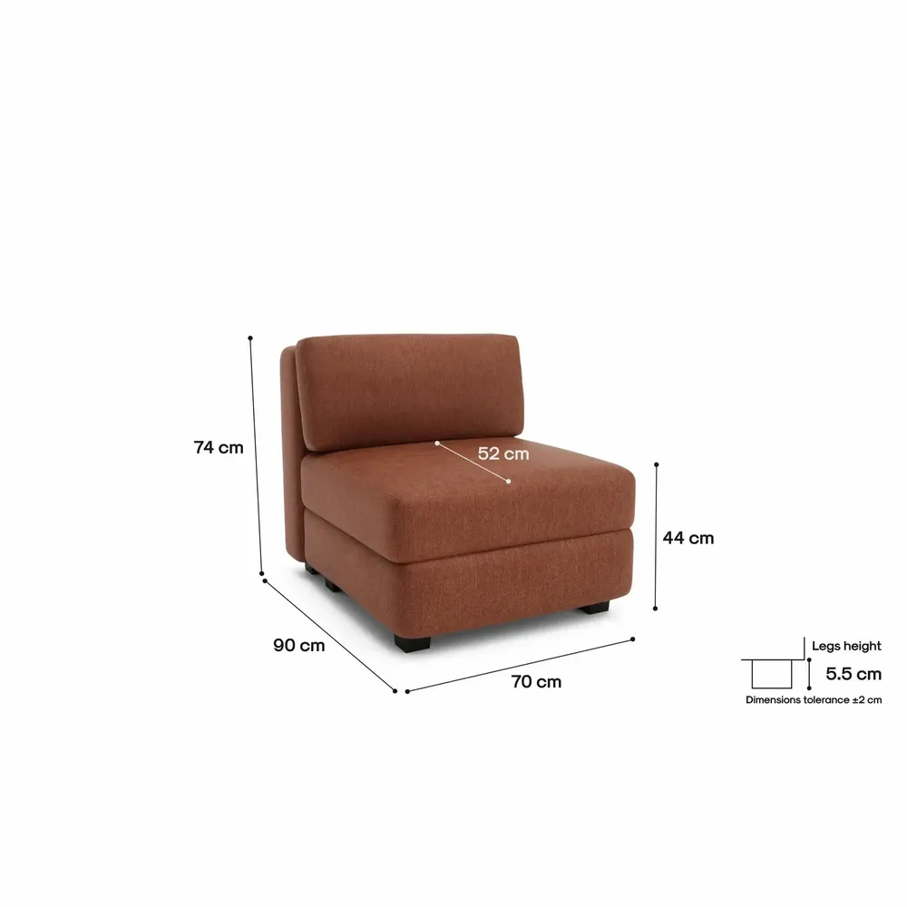 Sofas for hospitalities & contracts - Modular Sofa GRACIA - Single Module - Terracotta - CITY SOFA
