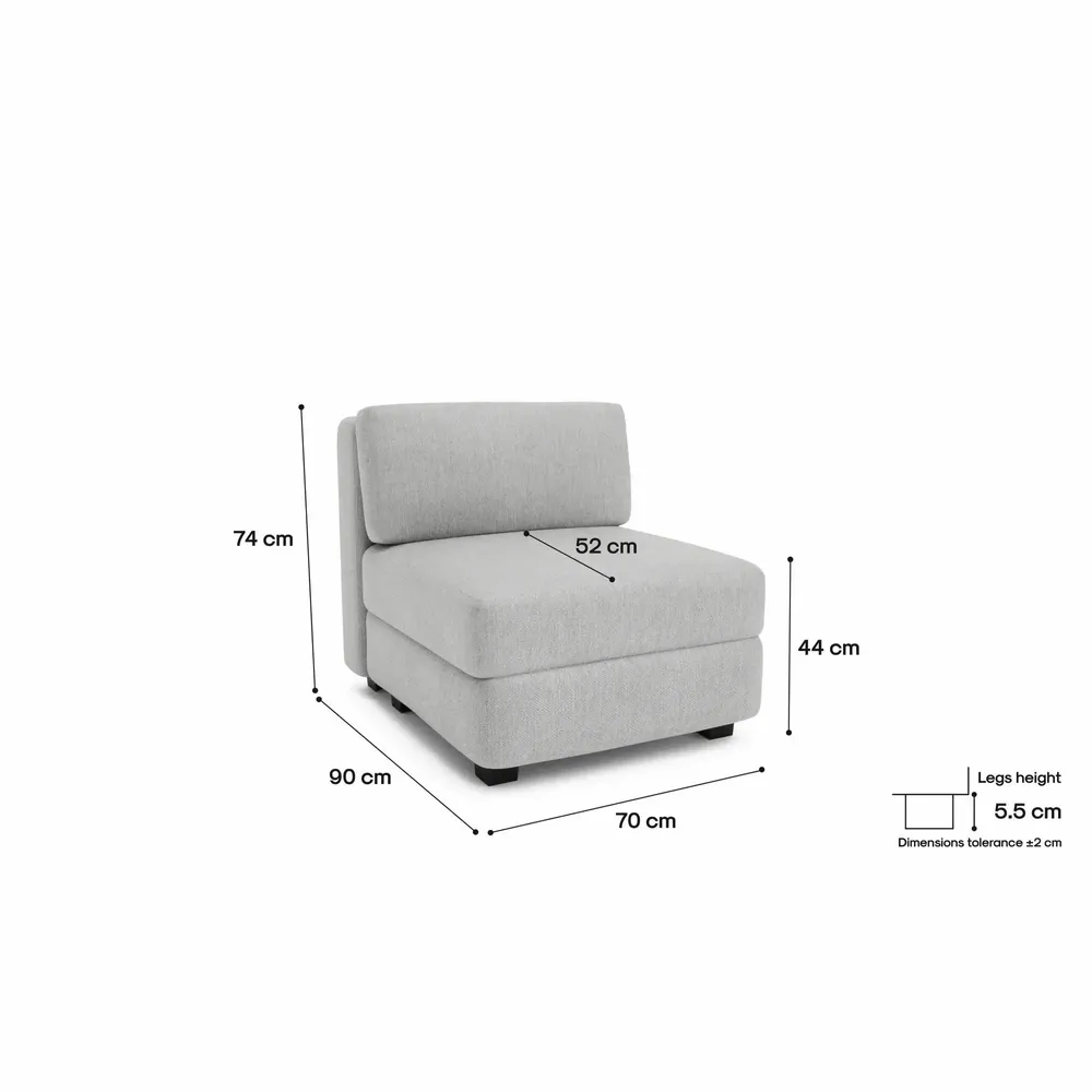 Sofas for hospitalities & contracts - Modular Sofa GRACIA - Single Module - Grey - CITY SOFA