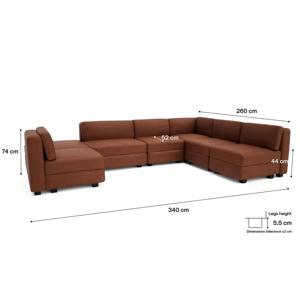 Sofas for hospitalities & contracts - Modular Sofa GRACIA - U-shaped 160 x 340 x 230 cm - Terracotta - CITY SOFA