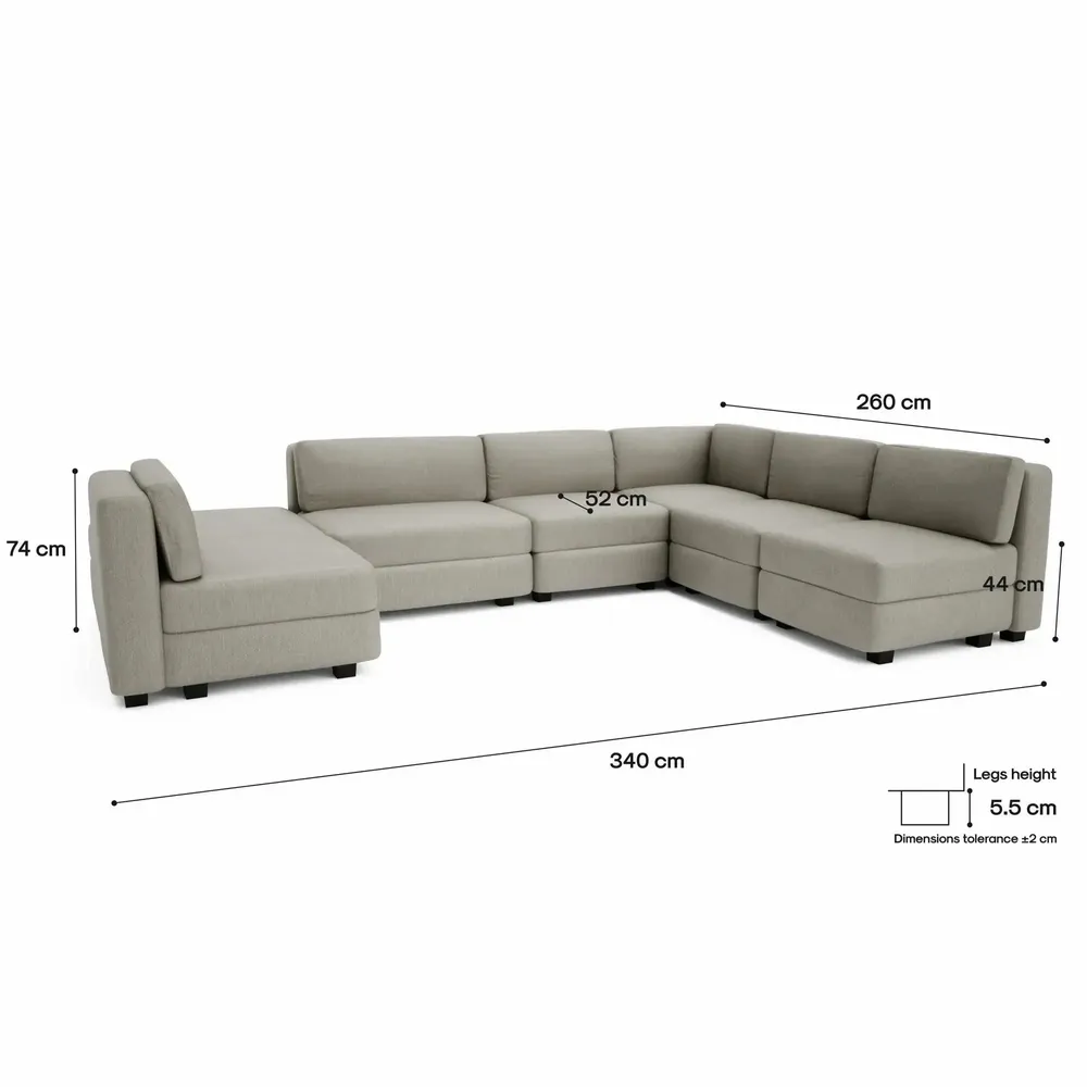 Canapés pour collectivités - Canapé modulable GRACIA - en U 160 x 340 x 230 cm - Beige gris - CITY SOFA