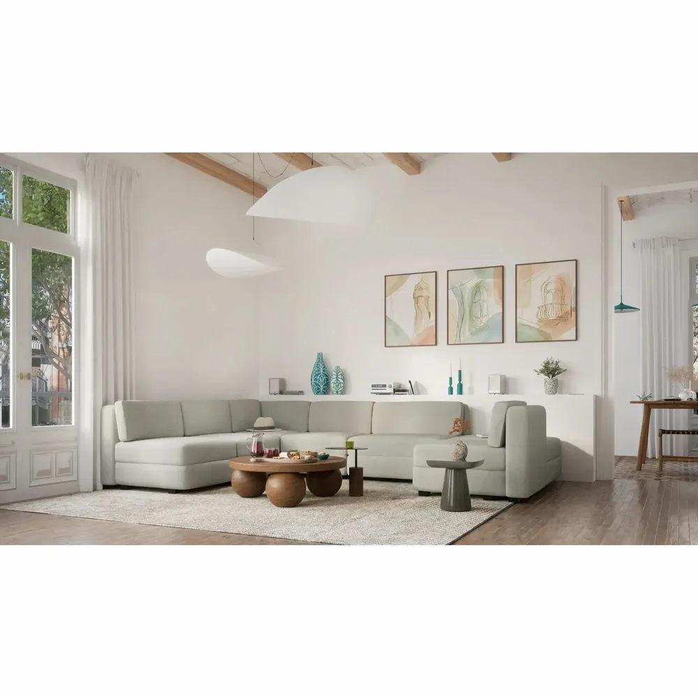 Canapés pour collectivités - Canapé modulable GRACIA - en U 160 x 340 x 230 cm - Beige gris - CITY SOFA