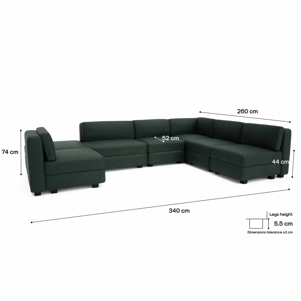 Sofas for hospitalities & contracts - Modular Sofa GRACIA - U-shaped 160 x 340 x 230 cm - Green - CITY SOFA