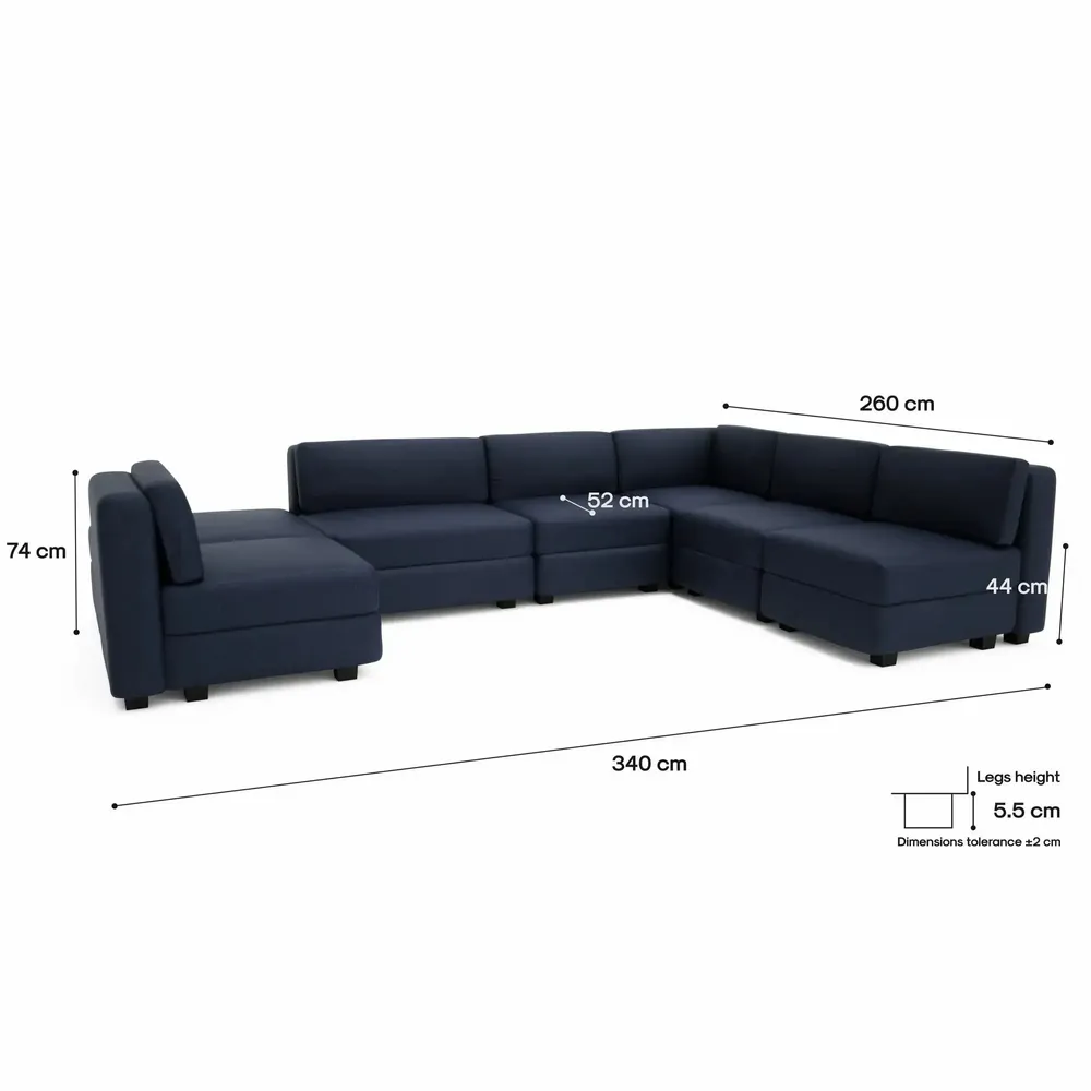 Sofas for hospitalities & contracts - Modular Sofa GRACIA - U-shaped 160 x 340 x 230 cm - Dark Blue - CITY SOFA