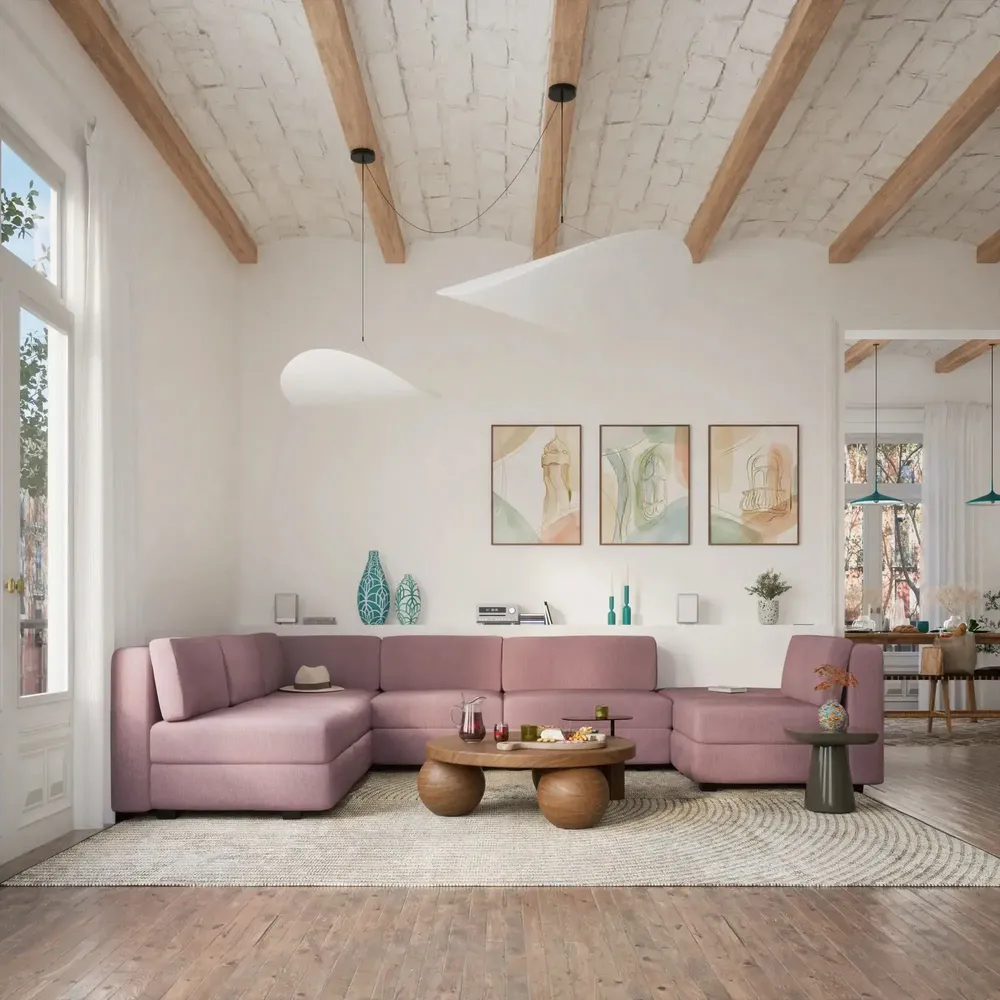 Sofas for hospitalities & contracts - Modular Sofa GRACIA - U-shaped 160 x 340 x 230 cm - Dusty Pink - CITY SOFA