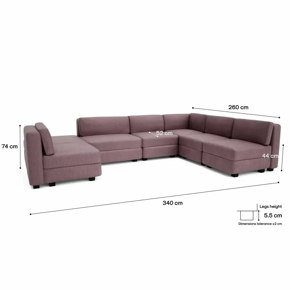 Sofas for hospitalities & contracts - Modular Sofa GRACIA - U-shaped 160 x 340 x 230 cm - Dusty Pink - CITY SOFA