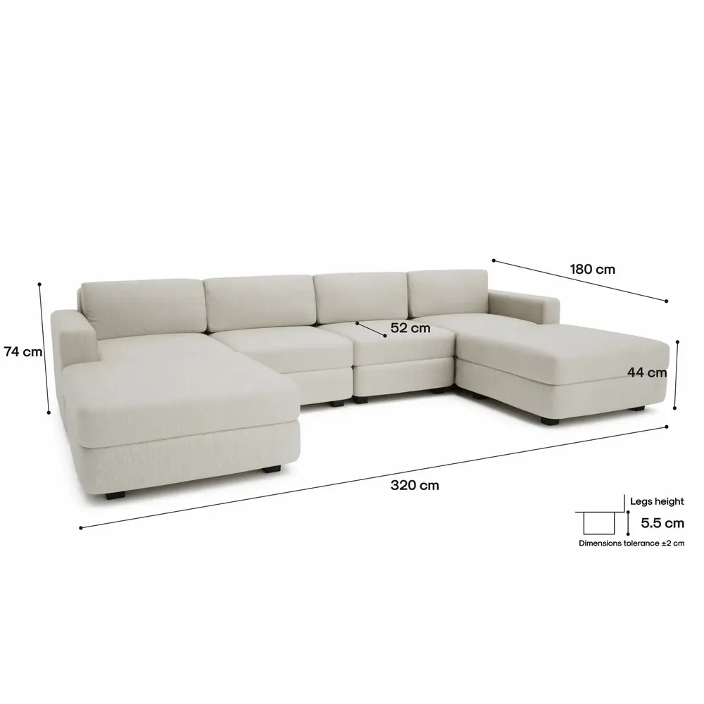 Sofas for hospitalities & contracts - Modular Sofa GRACIA - U-shaped 180 x 320 x 180 cm - Cream Beige - CITY SOFA