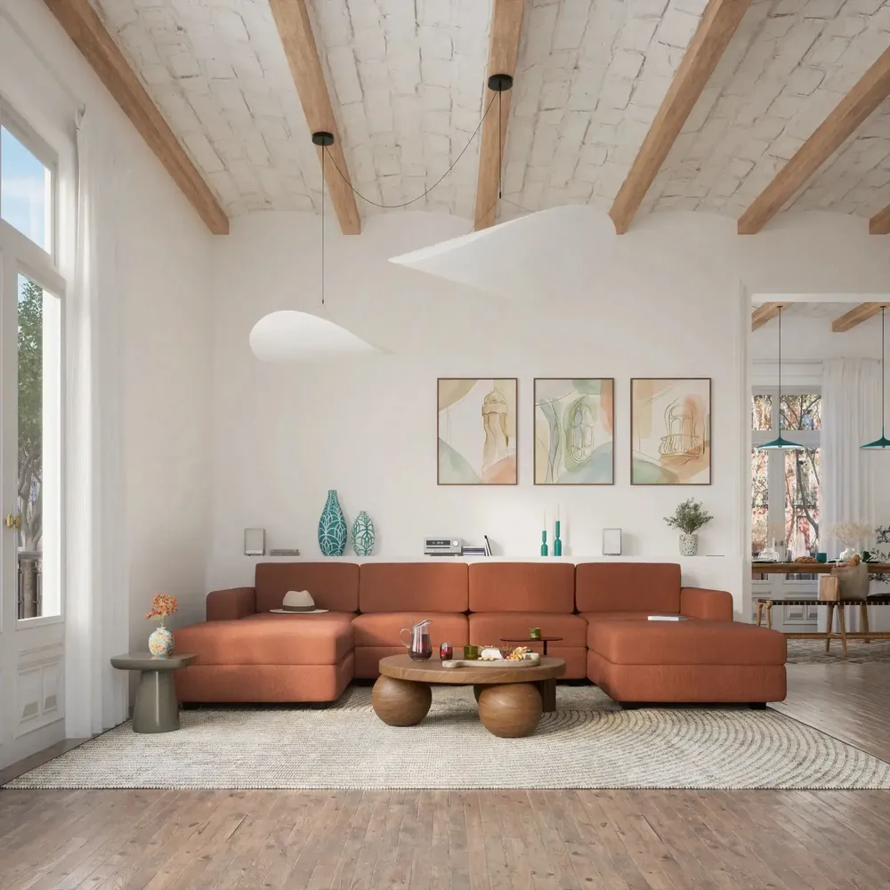 Sofas for hospitalities & contracts - Modular Sofa GRACIA - U-shaped 180 x 320 x 180 cm - Terracotta - CITY SOFA