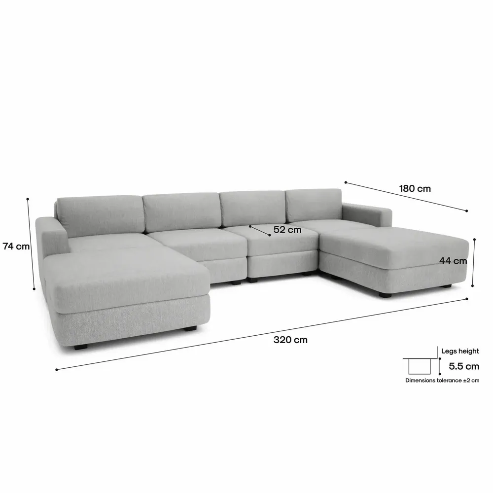 Canapés pour collectivités - Canapé modulable GRACIA - en U 180 x 320 x 180 cm - Gris - CITY SOFA