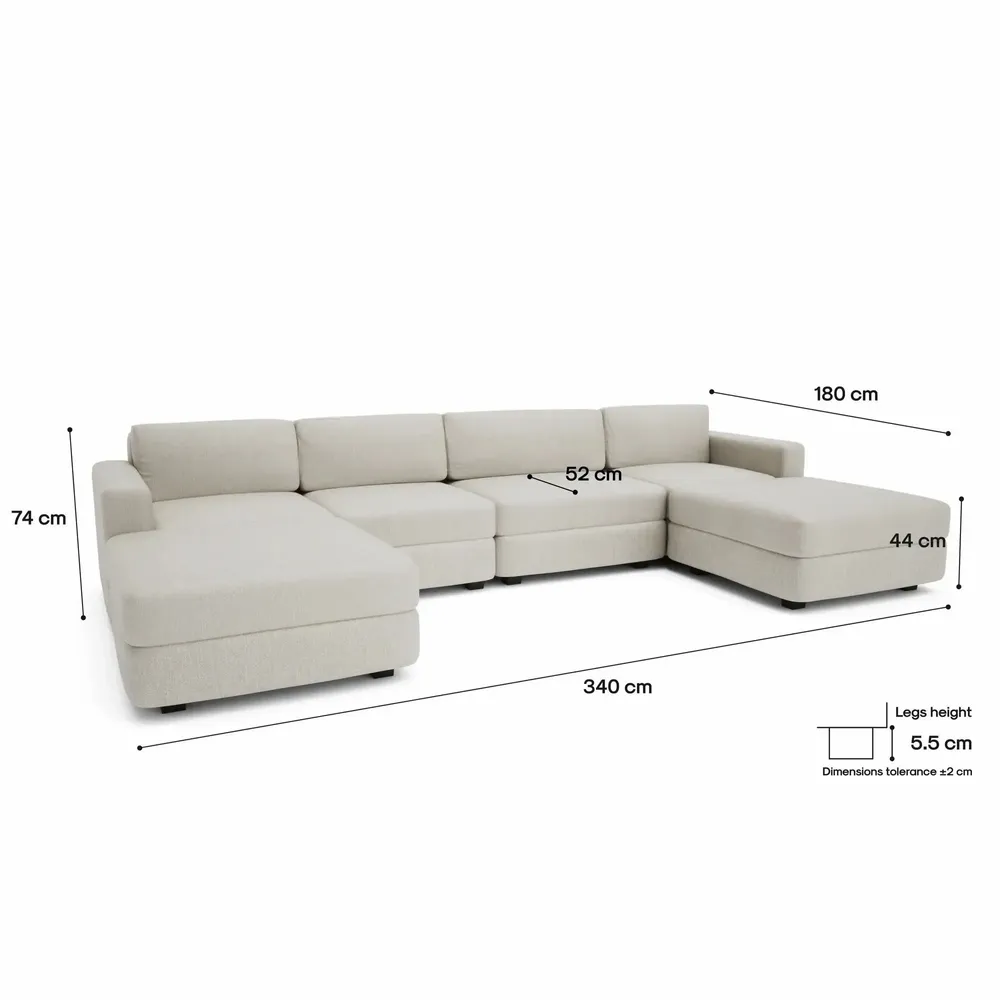 Sofas for hospitalities & contracts - Modular Sofa GRACIA - U-shaped 180 x 340 x 180 cm - Cream Beige - CITY SOFA
