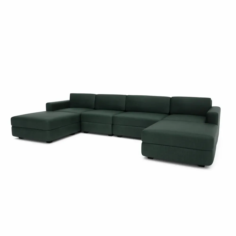 Canapés pour collectivités - Canapé modulable GRACIA - en U 180 x 340 x 180 cm - Vert - CITY SOFA
