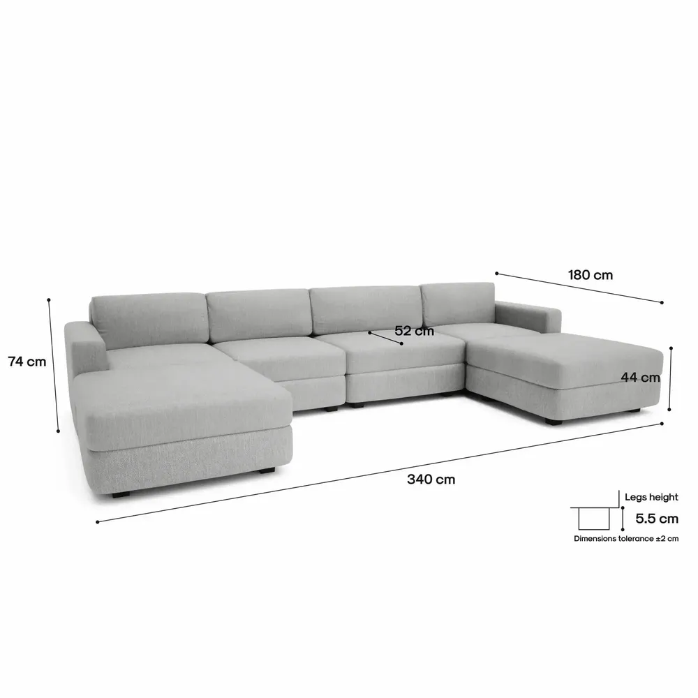 Sofas for hospitalities & contracts - Modular Sofa GRACIA - U-shaped 180 x 340 x 180 cm - Grey - CITY SOFA