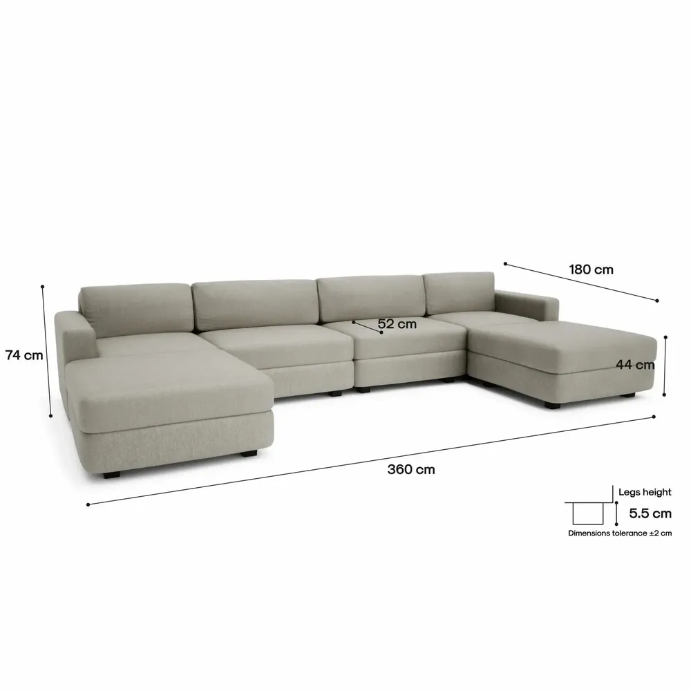 Sofas for hospitalities & contracts - Modular Sofa GRACIA - U-shaped 180 x 360 x 180 cm - Beige Grey - CITY SOFA