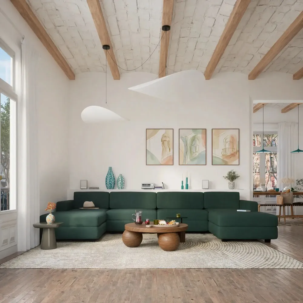Sofas for hospitalities & contracts - Modular Sofa GRACIA - U-shaped 180 x 360 x 180 cm - Green - CITY SOFA