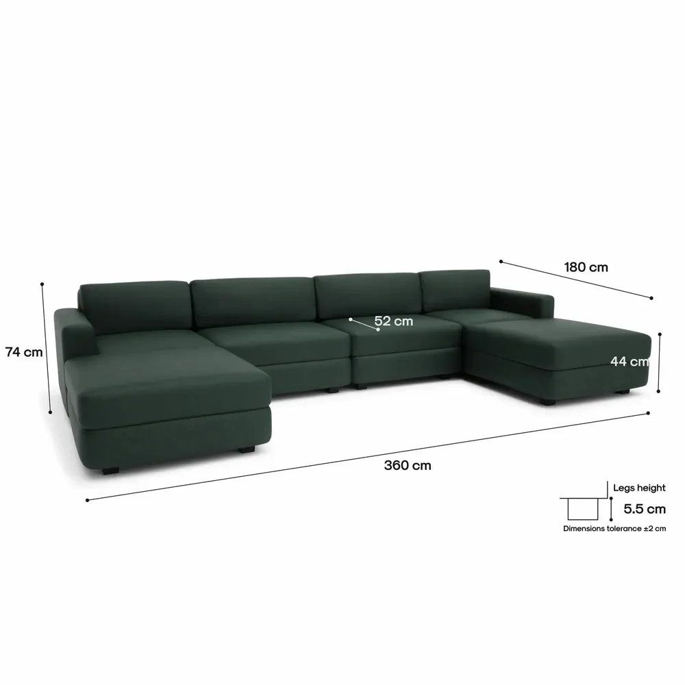 Sofas for hospitalities & contracts - Modular Sofa GRACIA - U-shaped 180 x 360 x 180 cm - Green - CITY SOFA