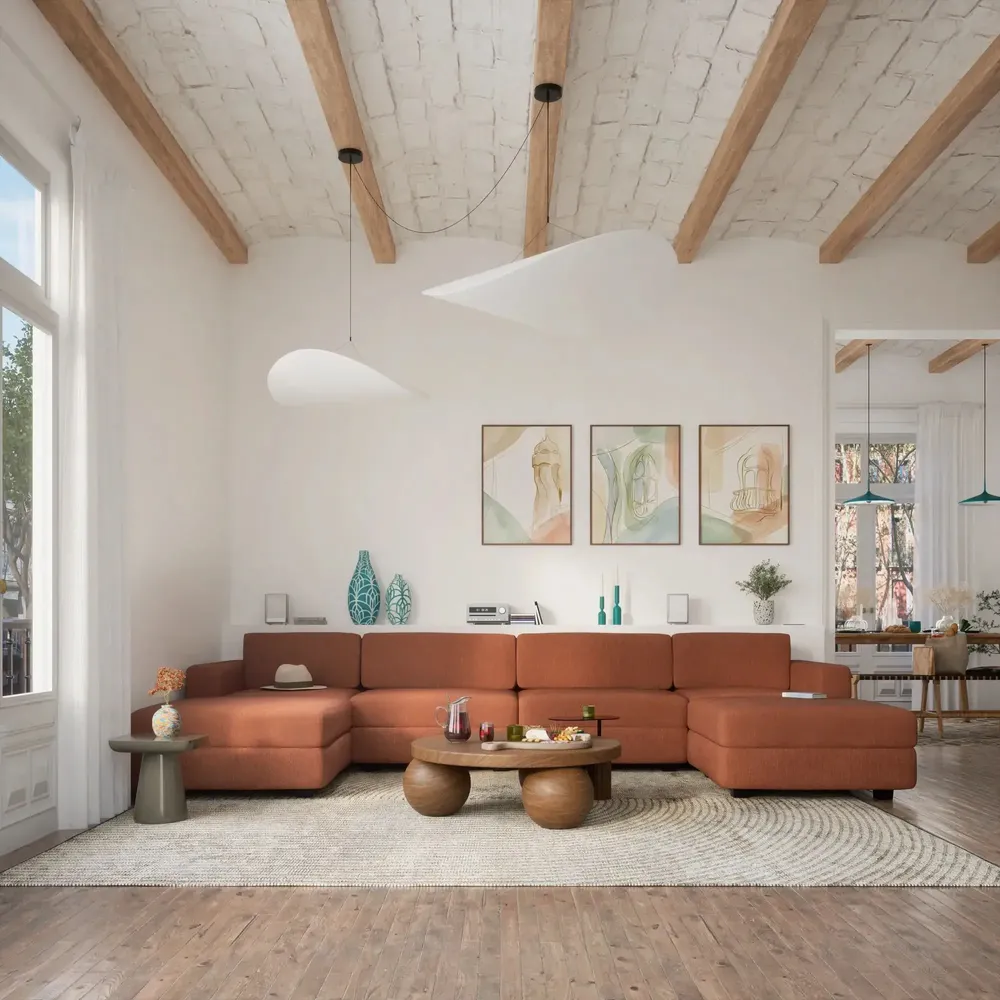 Sofas for hospitalities & contracts - Modular Sofa GRACIA - U-shaped 180 x 360 x 180 cm - Terracotta - CITY SOFA