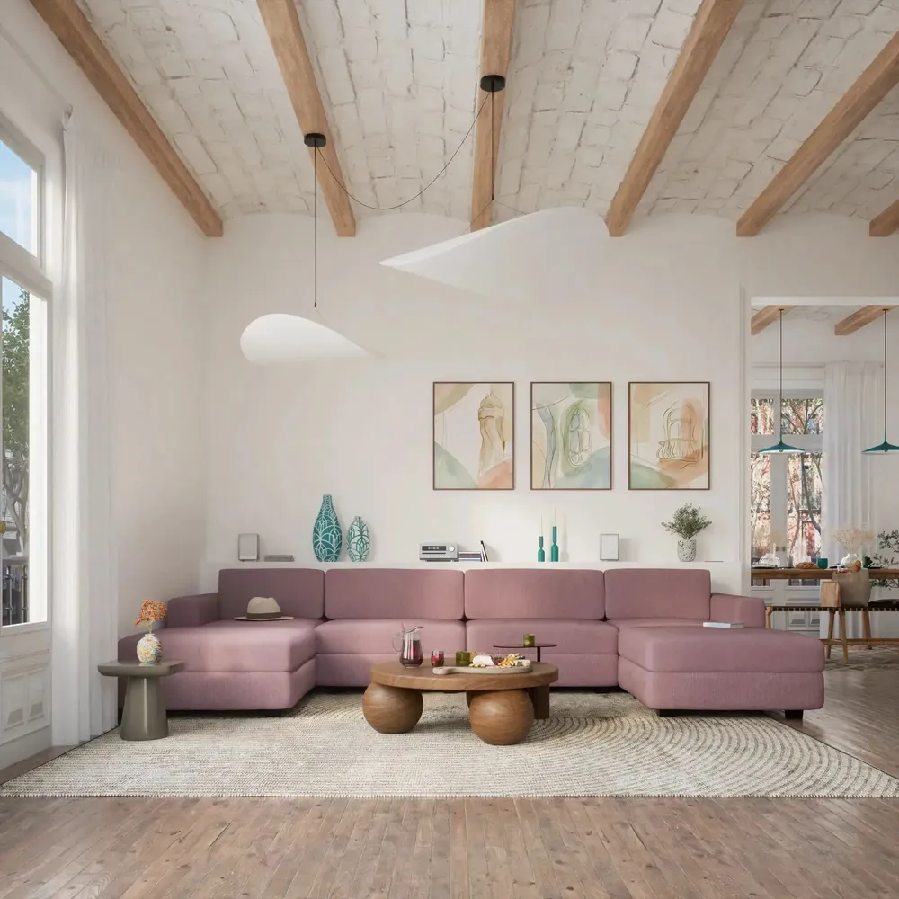 Sofas for hospitalities & contracts - Modular Sofa GRACIA - U-shaped 180 x 360 x 180 cm - Dusty Pink - CITY SOFA