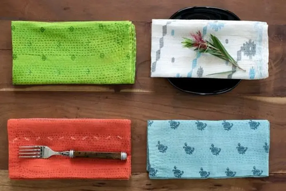 Linge de table textile - Ensemble de serviettes Kantha Vintage Landscape - MAISON MIEKO