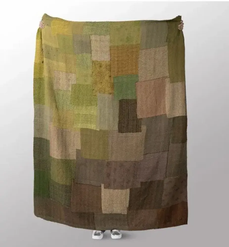 Throw blankets - Landscape Fray vintage handmade Kantha throw - MAISON MIEKO