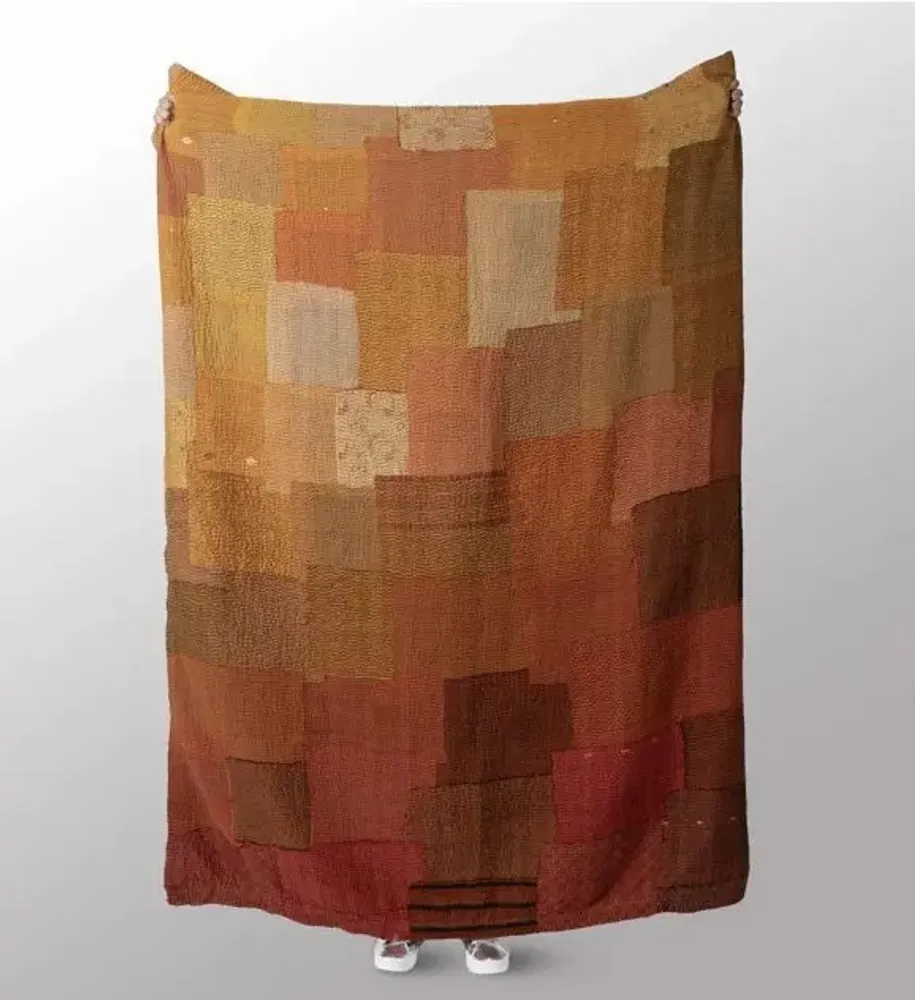 Throw blankets - Landscape Fray vintage handmade Kantha throw - MAISON MIEKO