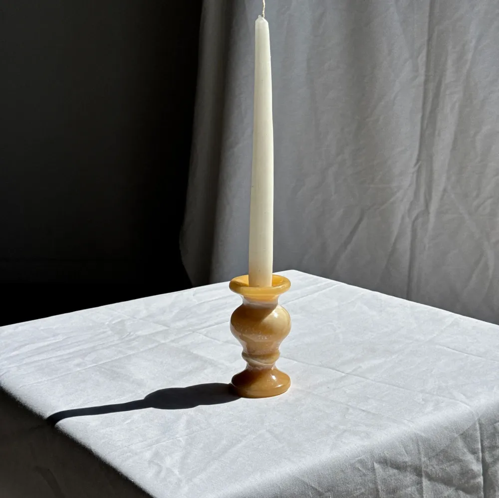 Objets de décoration - Petit bougeoir vintage en pierre d’onyx jaune H10 D5,5 - OFFICE OBJETS