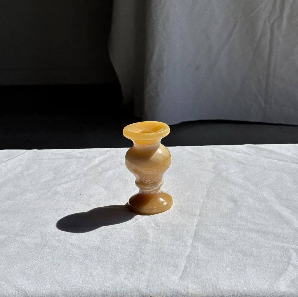 Objets de décoration - Petit bougeoir vintage en pierre d’onyx jaune H10 D5,5 - OFFICE OBJETS