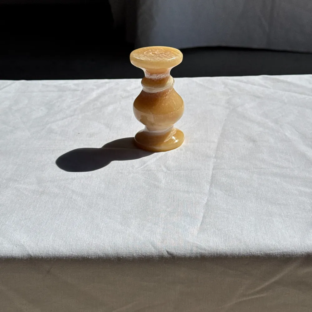 Objets de décoration - Petit bougeoir vintage en pierre d’onyx jaune H10 D5,5 - OFFICE OBJETS