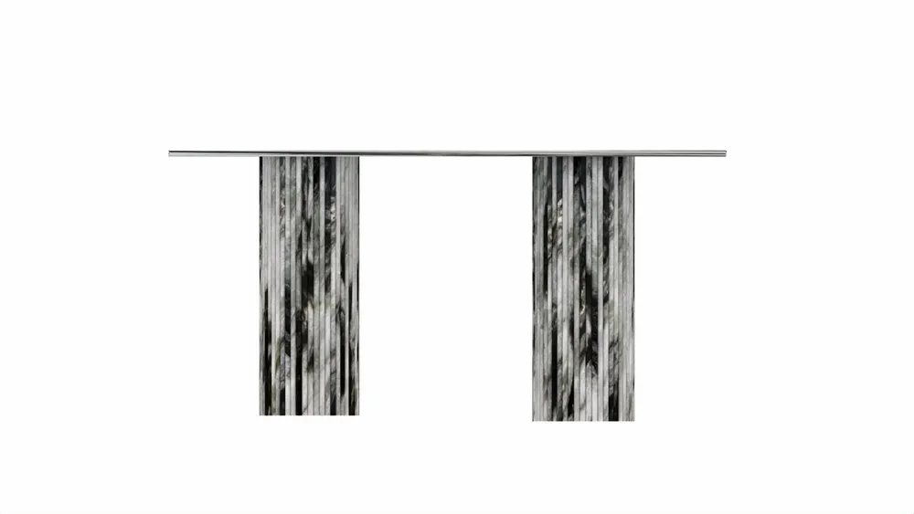 Tables de jardin - Table console - 180X40X85cm - Ombrure - Marbre Panda - STONE VALLEY