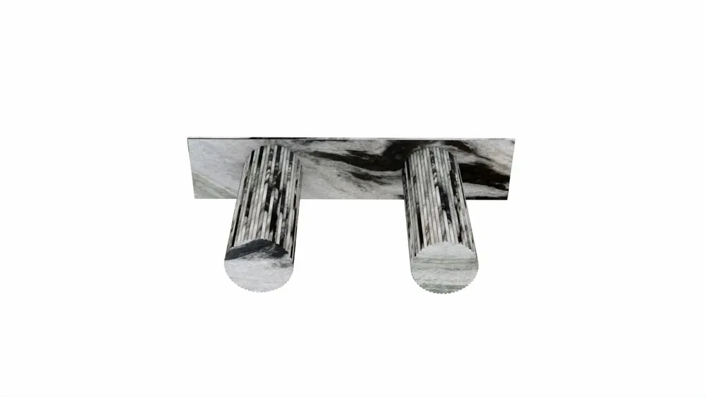 Tables de jardin - Table console - 180X40X85cm - Ombrure - Marbre Panda - STONE VALLEY