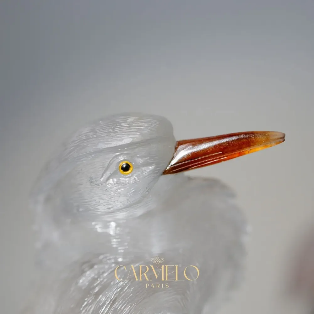 Goldsmithing - 'Crest of the Dawn' sculpture, transparent quartz art object - CARMELO PARIS