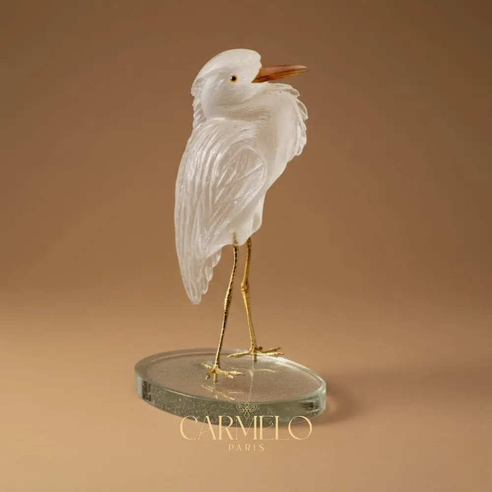 Goldsmithing - 'Crest of the Dawn' sculpture, transparent quartz art object - CARMELO PARIS
