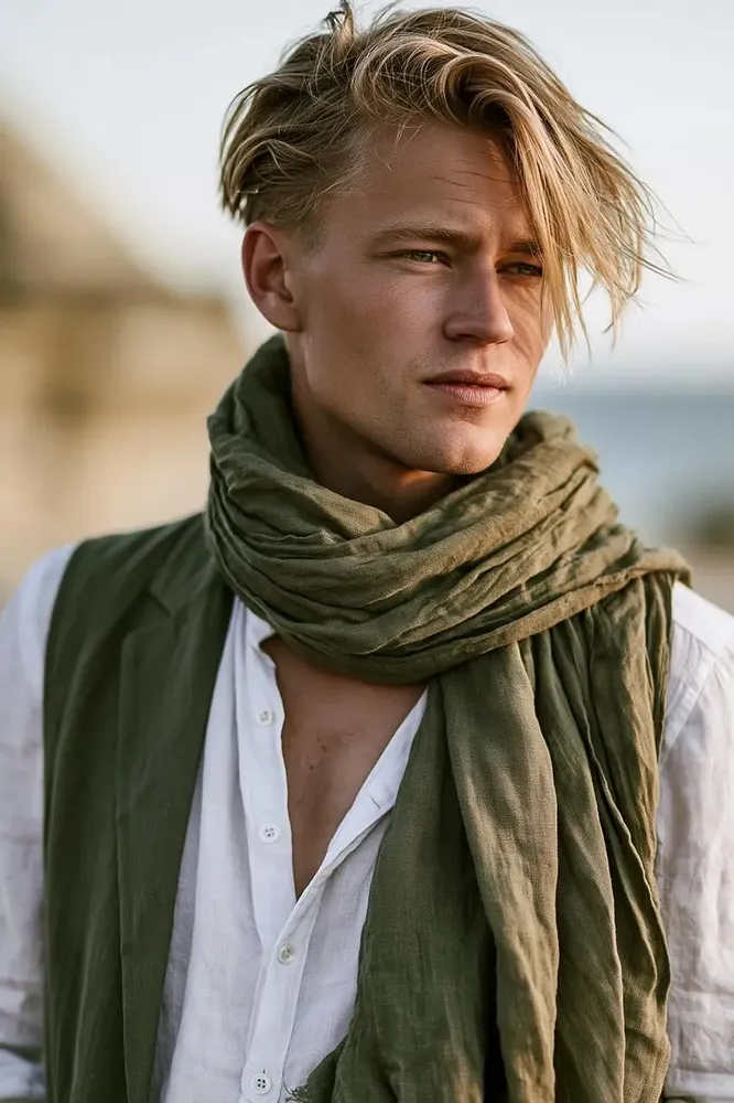 Foulards et écharpes - Écharpe unisexe en lin - 100 % lin naturel - 20 coloris disponibles - NORRAVILLA