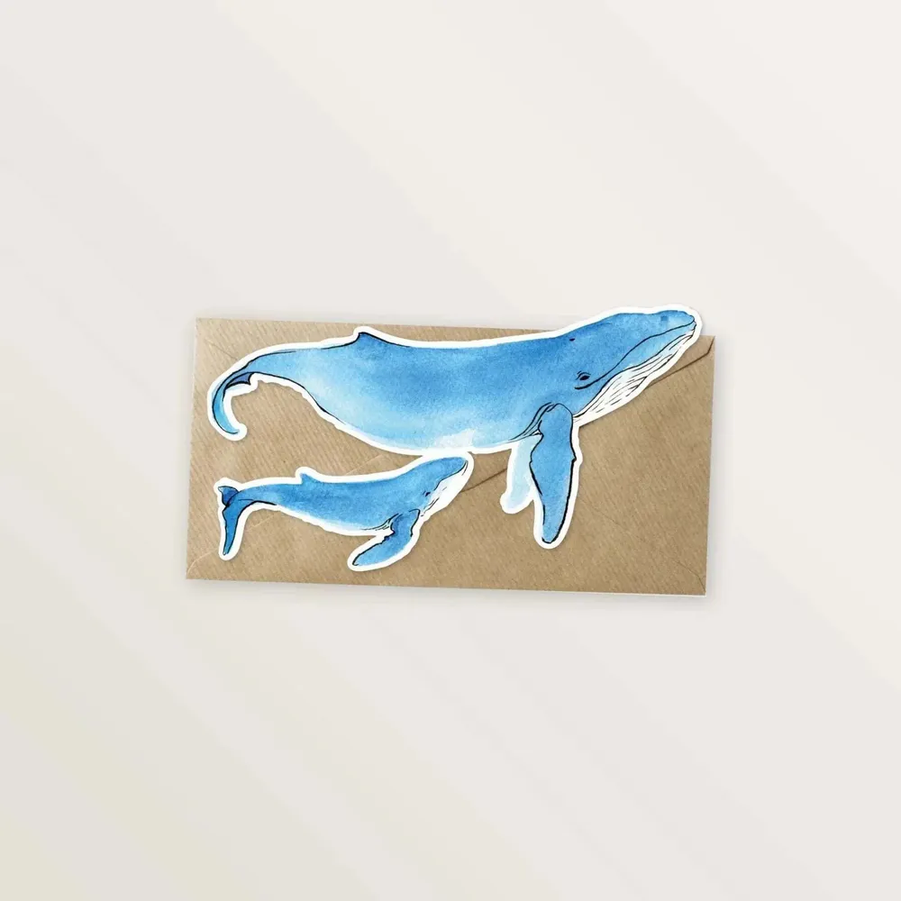 Card shop - 5 die-cut cards shaped like sea animals - TABLE À CARTES