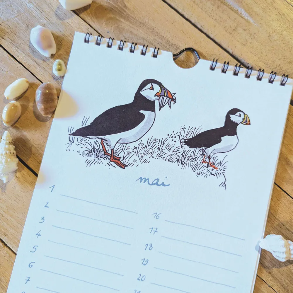 Papeterie bureau - Calendrier perpétuel - Oiseaux de bord de mer - TABLE À CARTES