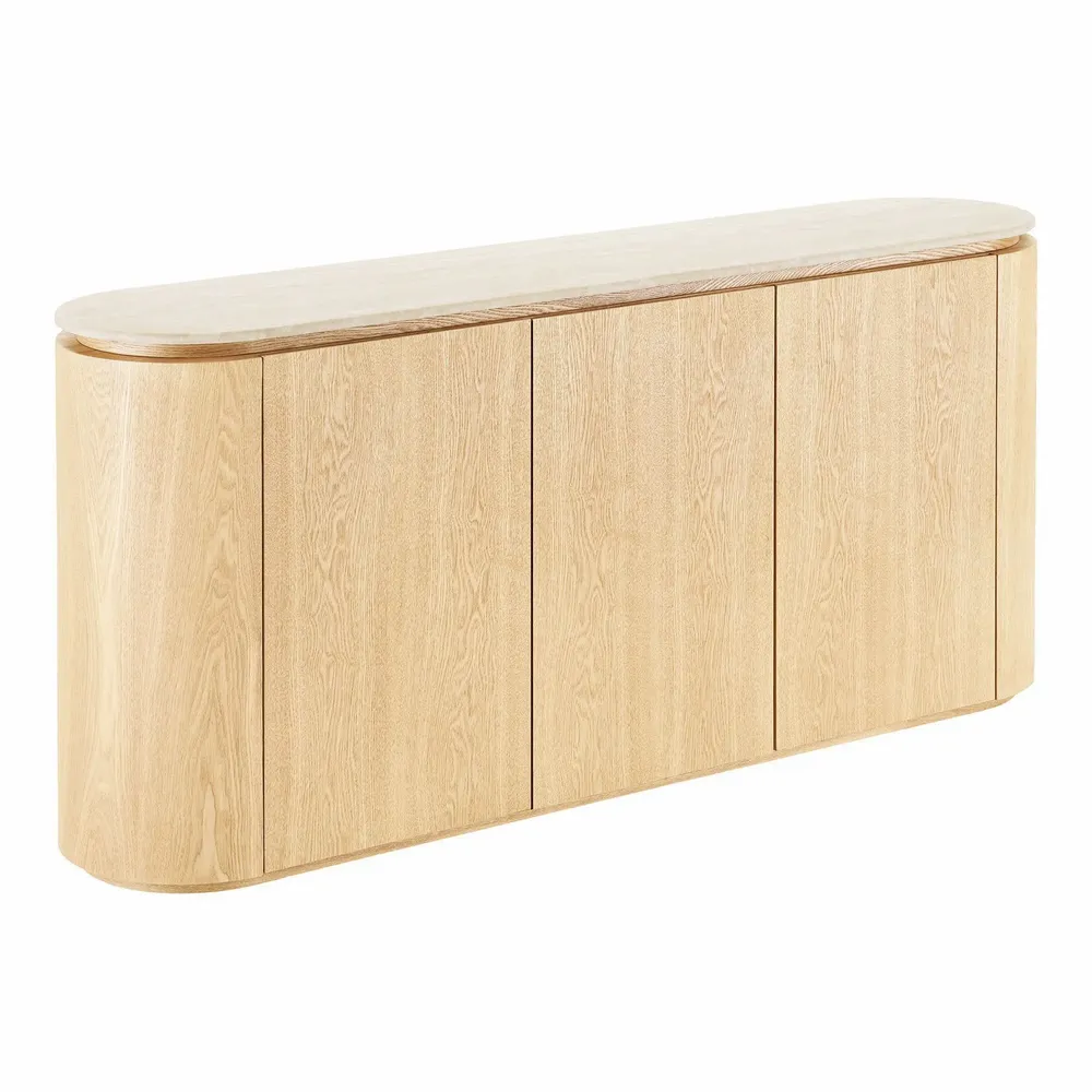 Sideboards - Larvik Sideboard, granite/ash veneer, natural/off white, 180x40x85 cm - HOUSE NORDIC