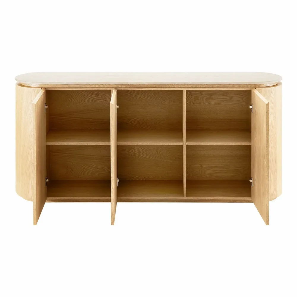 Sideboards - Larvik Sideboard, granite/ash veneer, natural/off white, 180x40x85 cm - HOUSE NORDIC