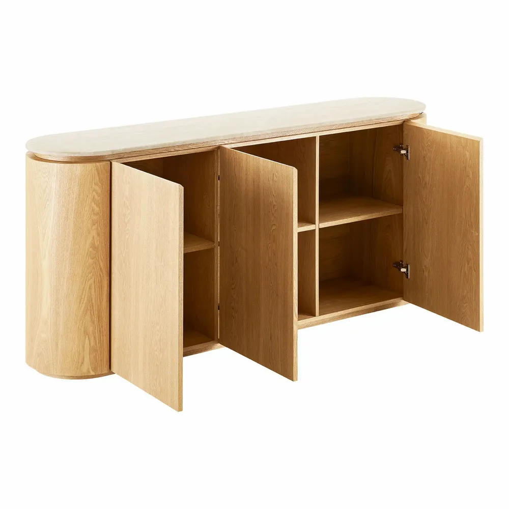 Sideboards - Larvik Sideboard, granite/ash veneer, natural/off white, 180x40x85 cm - HOUSE NORDIC