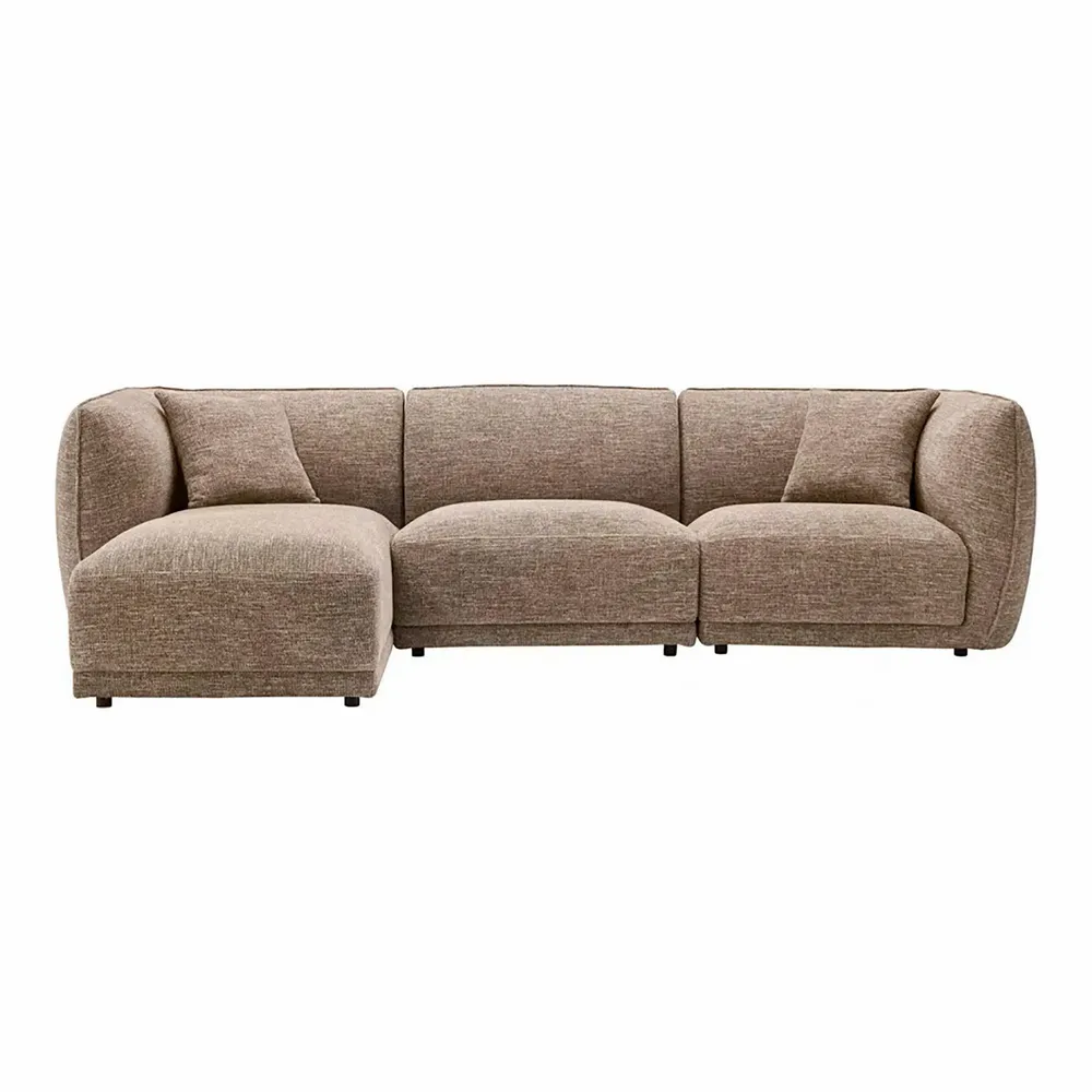 Sofas - Noor Lounge Sofa with 2 cushions, left facing, brown, HN1402 - HOUSE NORDIC
