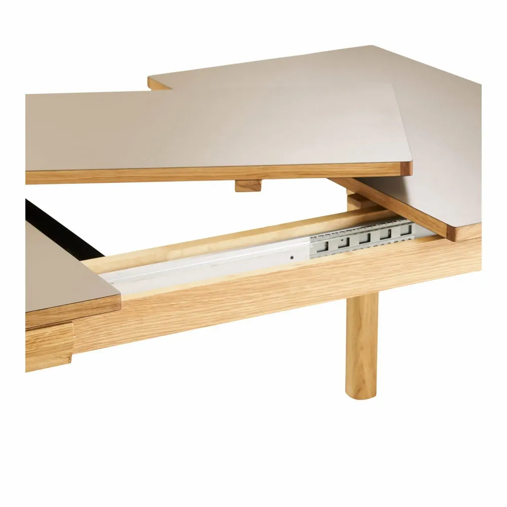 Tables Salle à Manger - Table à manger Bowen, chêne/hpl, sable naturel/foncé, incluant deux plaques d’extension, 100x220-270-320x75 cm - HOUSE NORDIC