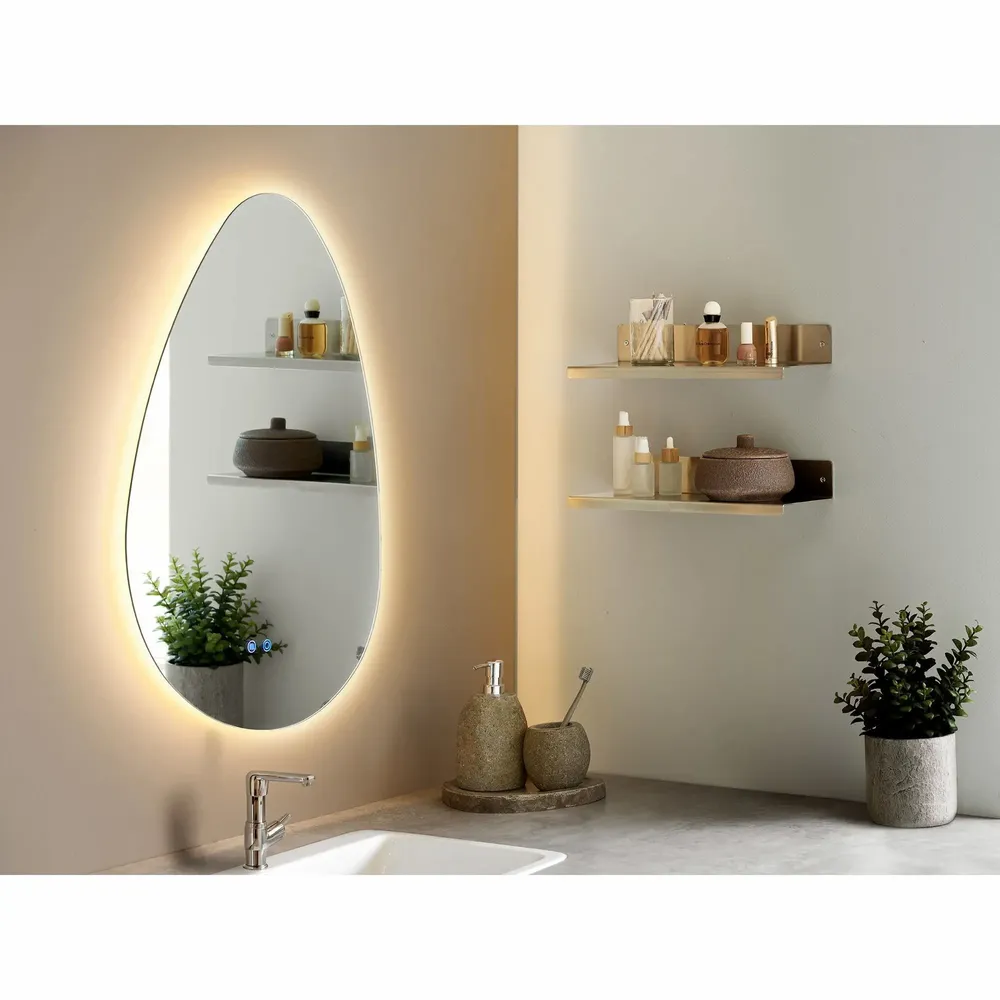 Mirrors - Kiama Mirror with LED, anti-fog and 3 light settings, organic shape, 58×80 cm - HOUSE NORDIC