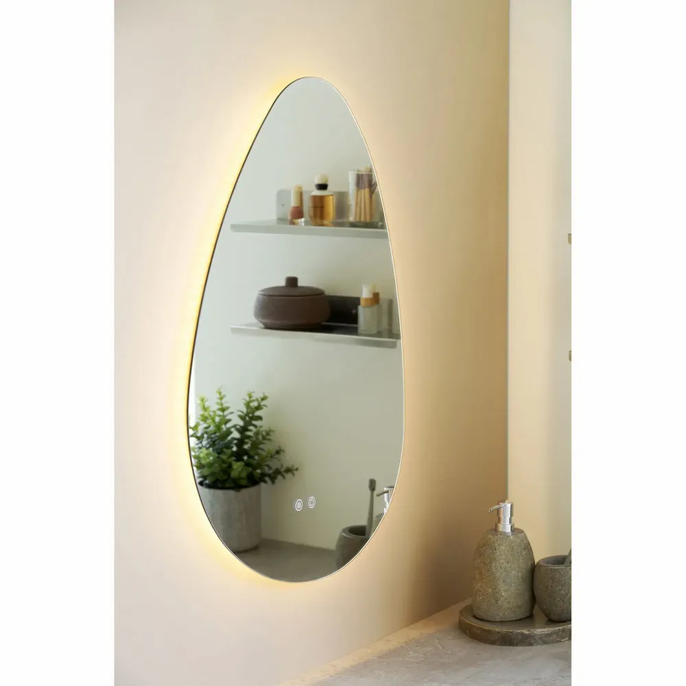 Mirrors - Kiama Mirror with LED, anti-fog and 3 light settings, organic shape, 58×80 cm - HOUSE NORDIC